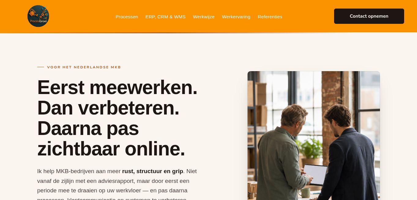 Preview van de homepage van ProcesGroei