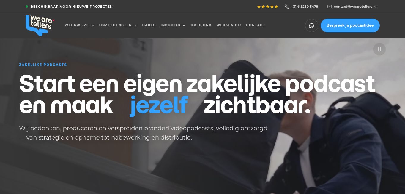 Preview van de homepage van WeAreTellers